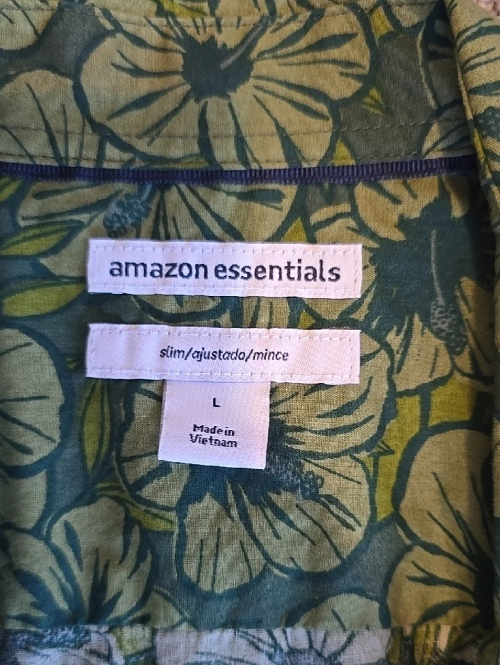 Amazon Essentials Green Floral Short-Sleeve Button-Down Shirt - Picture 2 of 8